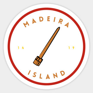 Madeira Island 1419 logo with the traditional stick to stir Poncha in colour Sticker